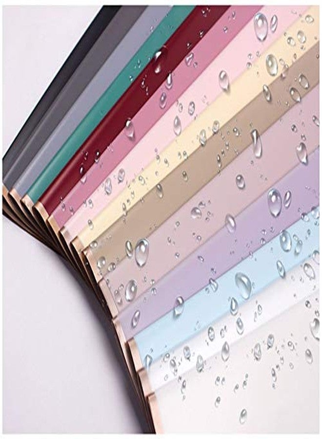 XICHEN 100 Sheets /10 Colors Gold Edge Flower Wrapping Paper,Florist Bouquet Supplies,DIY Crafts,Gift Packaging or Gift Box Packaging, Waterproof Floral Wrapping Paper 22.8x22.8Inch - Image 4